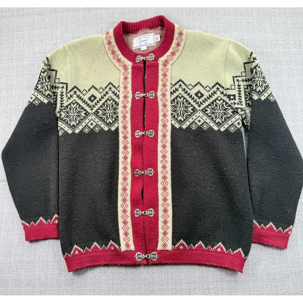Vintage‎ Jersild Cardigan Sweater Womens Large Multicolor Nordic Knit Warm Wear